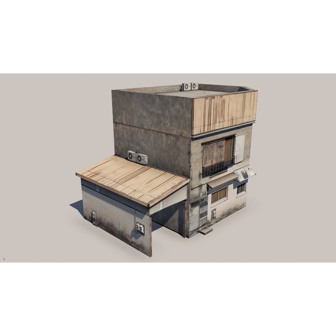 Japanese Rural Shops 3D Model – Low Poly Exterior Asset, FBX - View 4