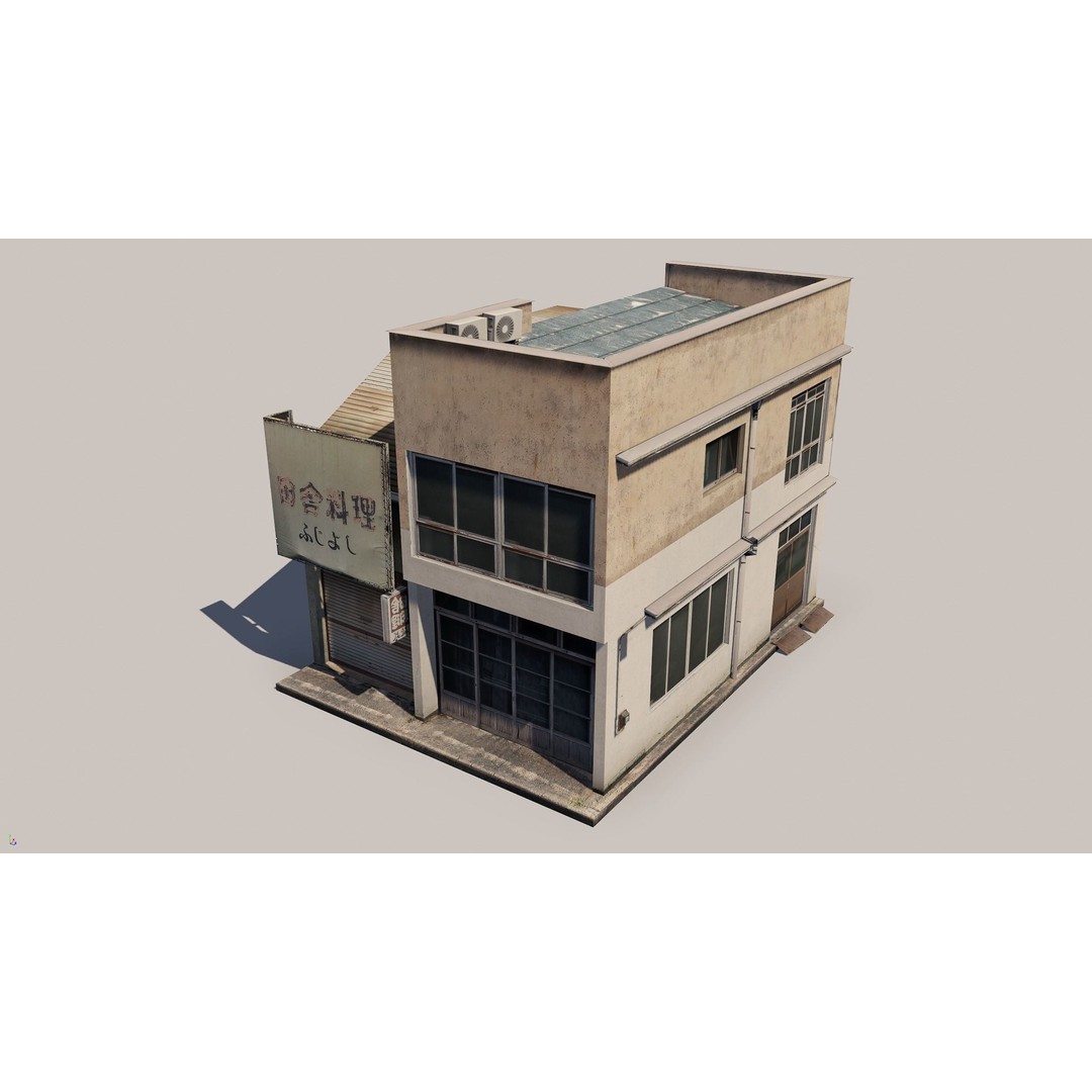 Japanese Rural Shops 3D Model – Low Poly Exterior Asset, FBX - View 5