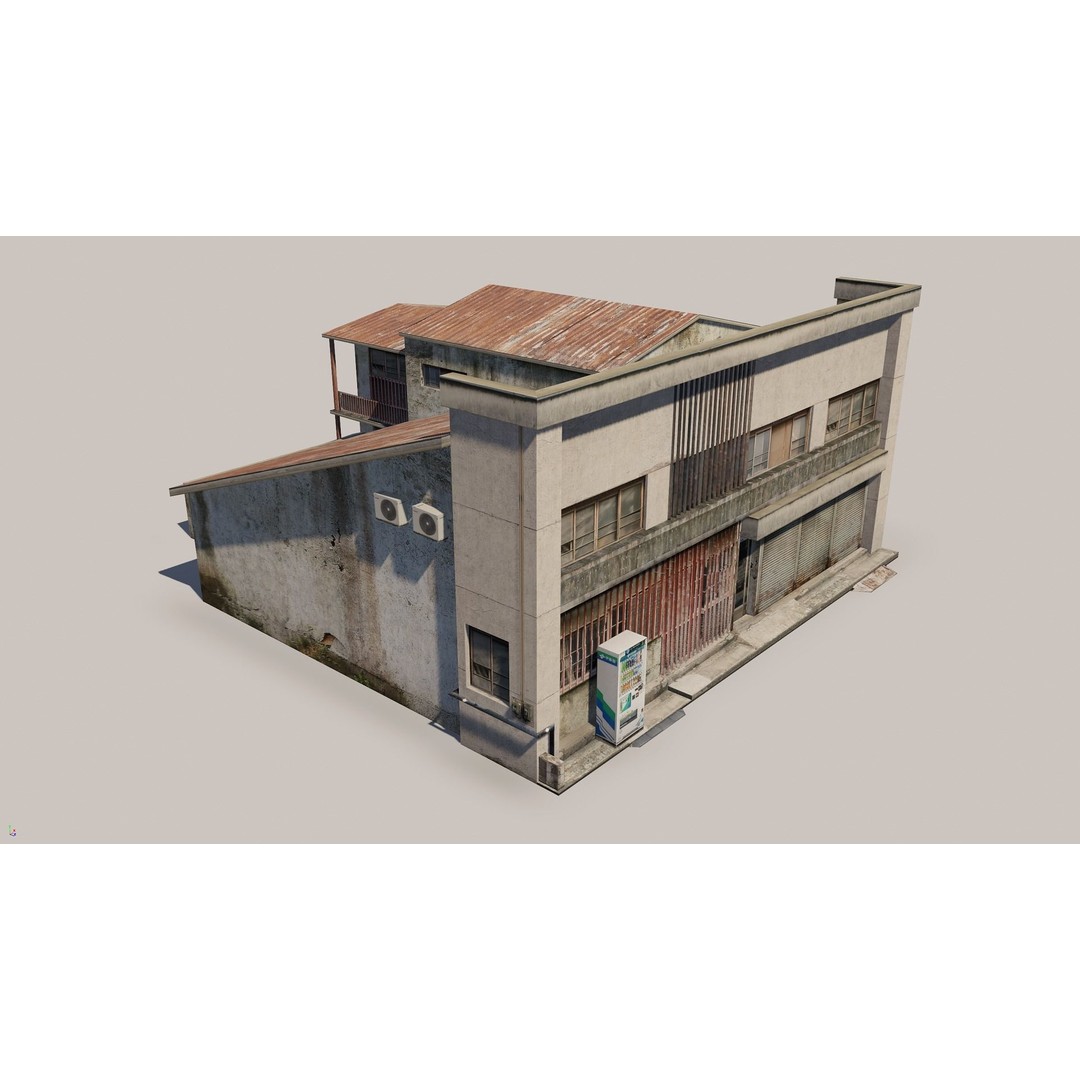 Japanese Rural Shops 3D Model – Low Poly Exterior Asset, FBX - View 6