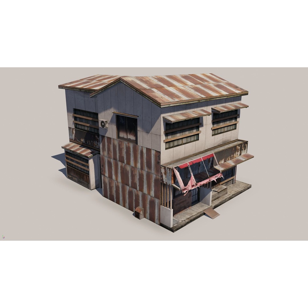 Japanese Rural Shops 3D Model – Low Poly Exterior Asset, FBX - View 7