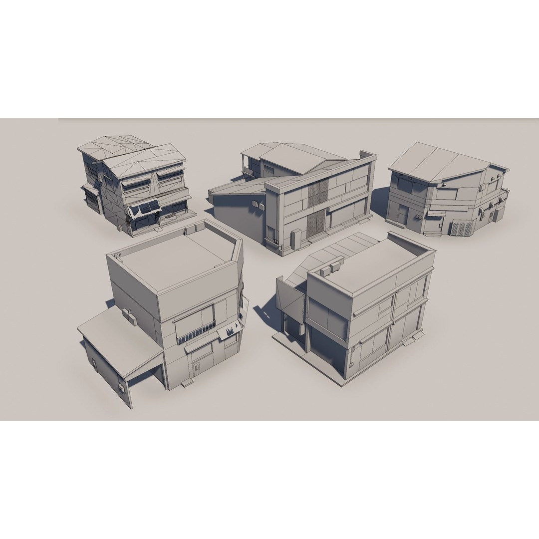 Japanese Rural Shops 3D Model – Low Poly Exterior Asset, FBX - View 9