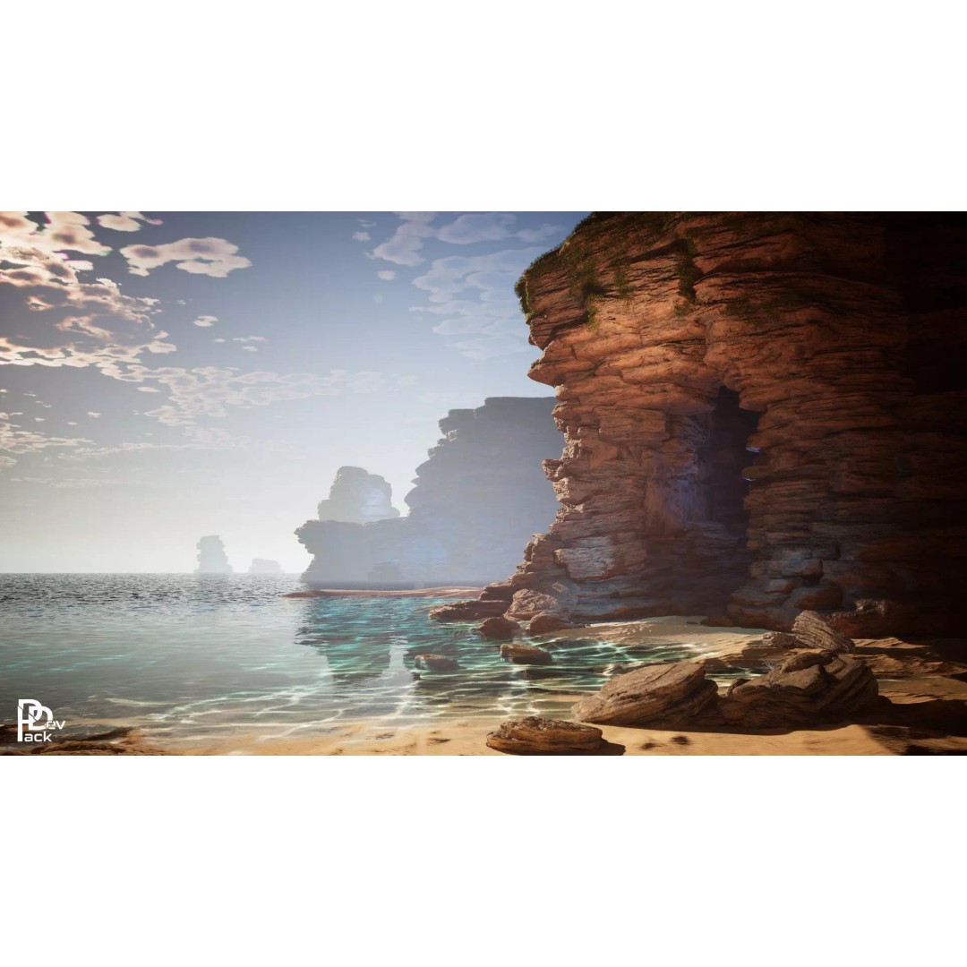 Beach Cliffs 3D Model – Low Poly Environment Asset, FBX, PBR - View 2