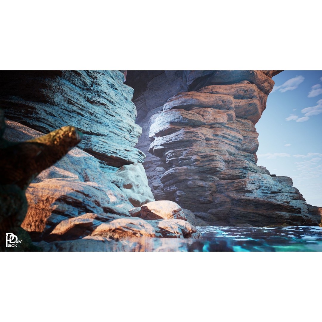 Beach Cliffs 3D Model – Low Poly Environment Asset, FBX, PBR - View 7