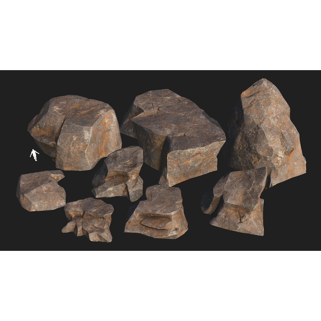 Mountain Rocks 3D Model – Low Poly PBR Pack for Games, FBX & OBJ - View 4