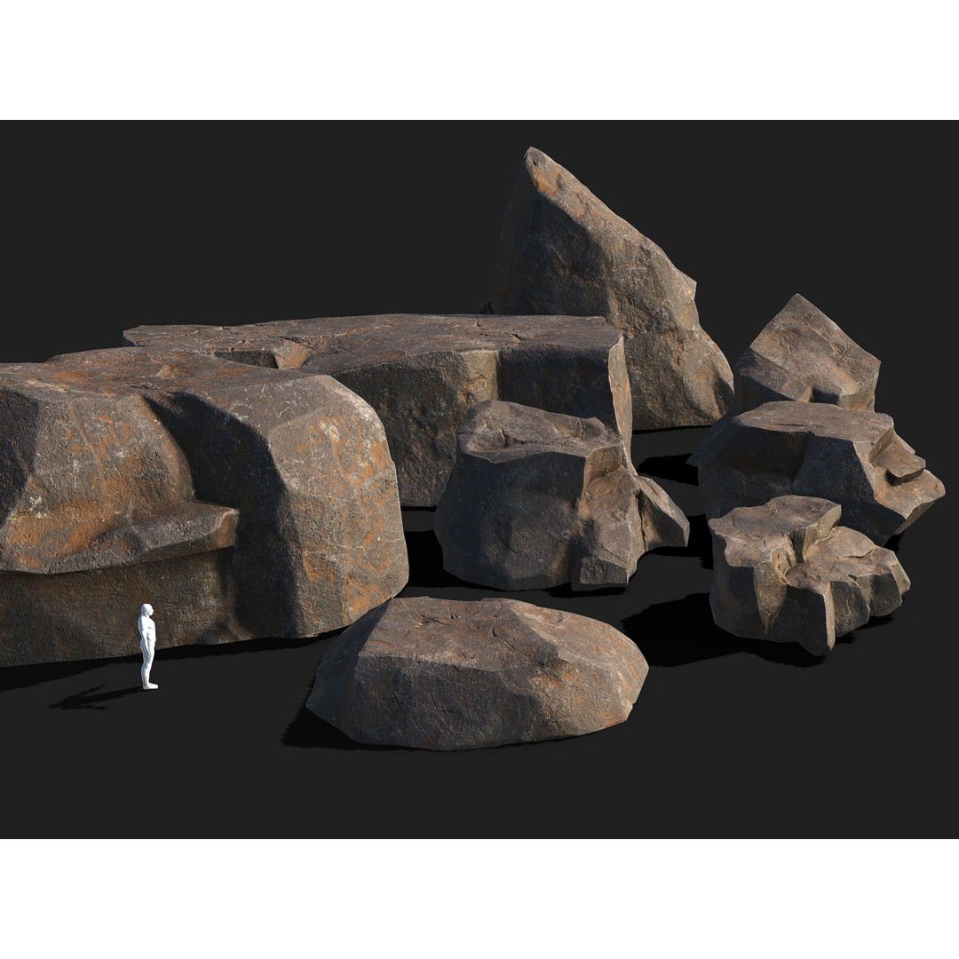 Mountain Rocks 3D Model – Low Poly PBR Pack for Games, FBX & OBJ - View 5