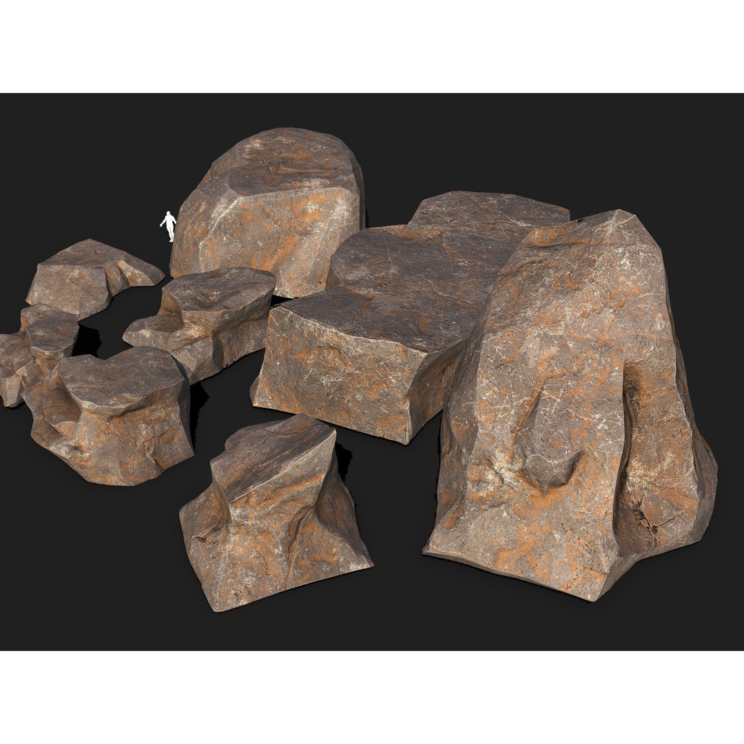 Mountain Rocks 3D Model – Low Poly PBR Pack for Games, FBX & OBJ - View 6