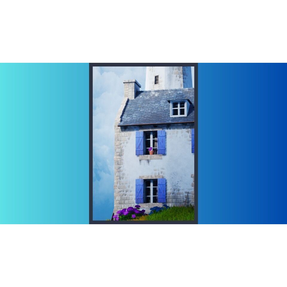 House On A Hill 3D Model – Low Poly Game Asset, FBX, PBR - View 6
