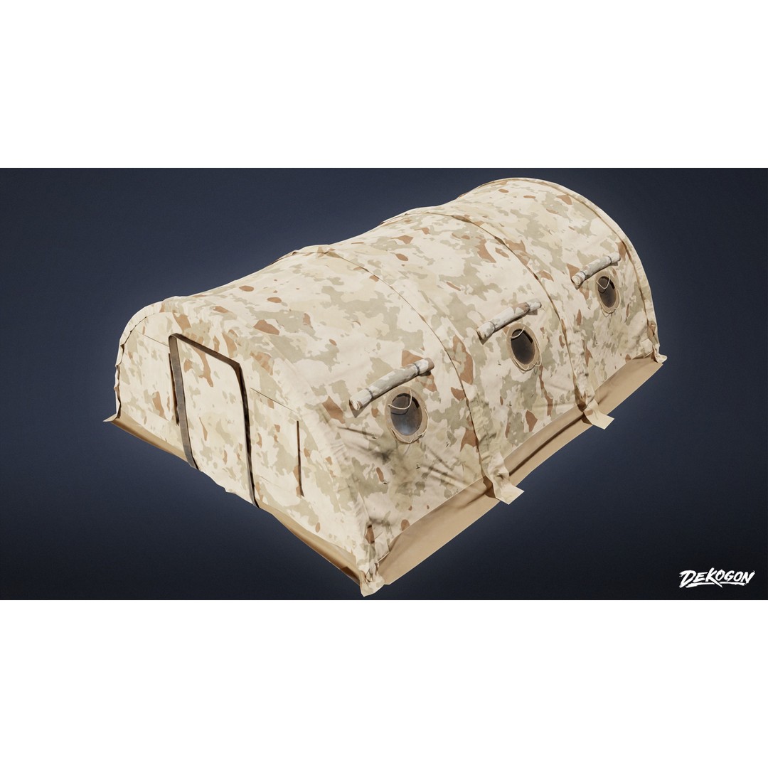 Military Tent 3D Model – Low Poly Game Asset, FBX, PBR Textures - View 11