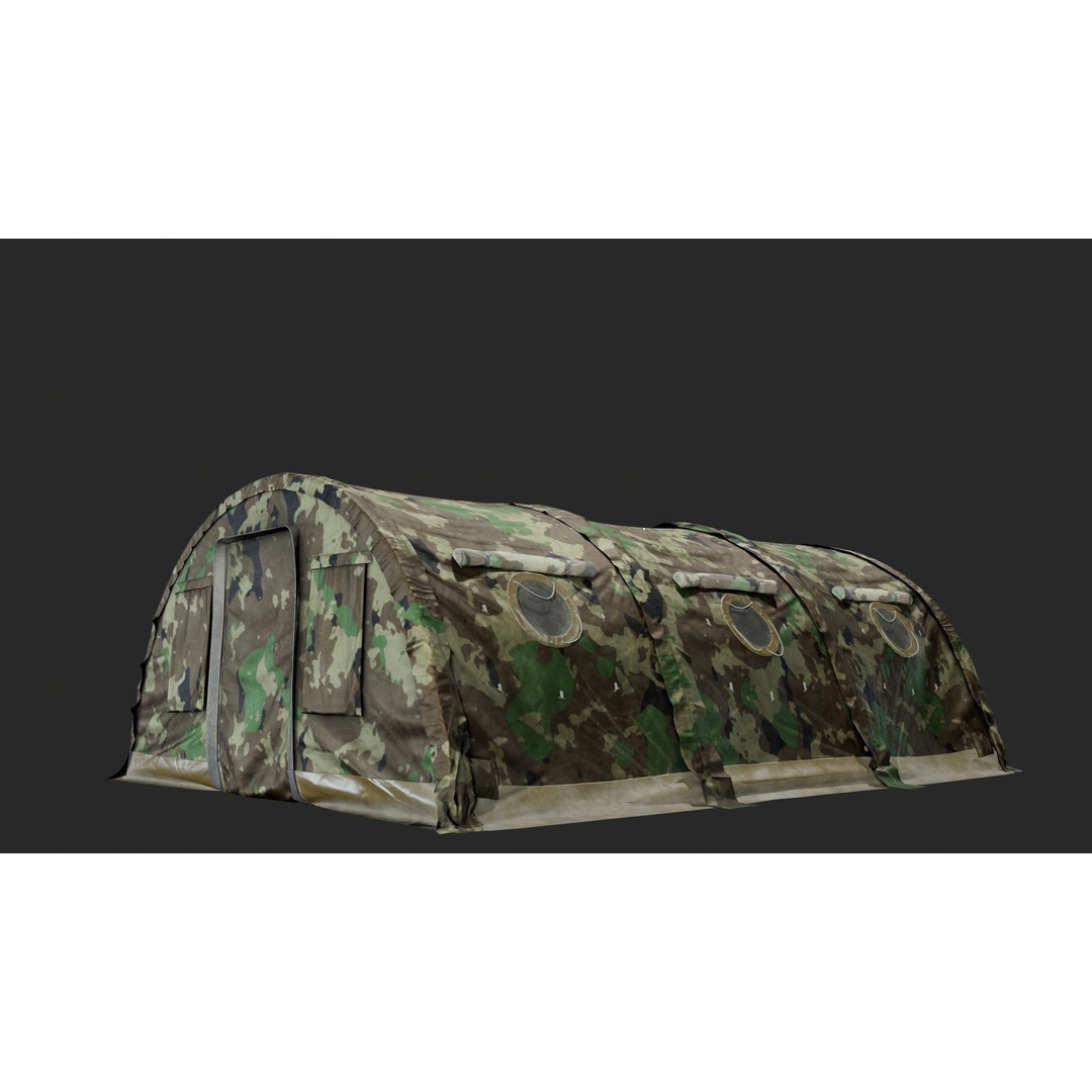 Military Tent 3D Model – Low Poly Game Asset, FBX, PBR Textures - View 12