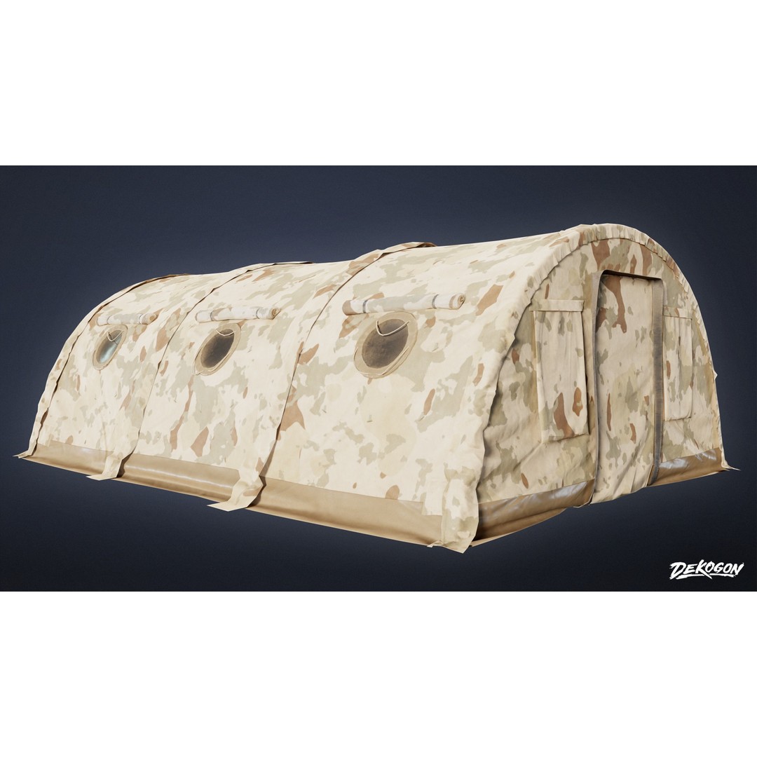 Military Tent 3D Model – Low Poly Game Asset, FBX, PBR Textures - View 13