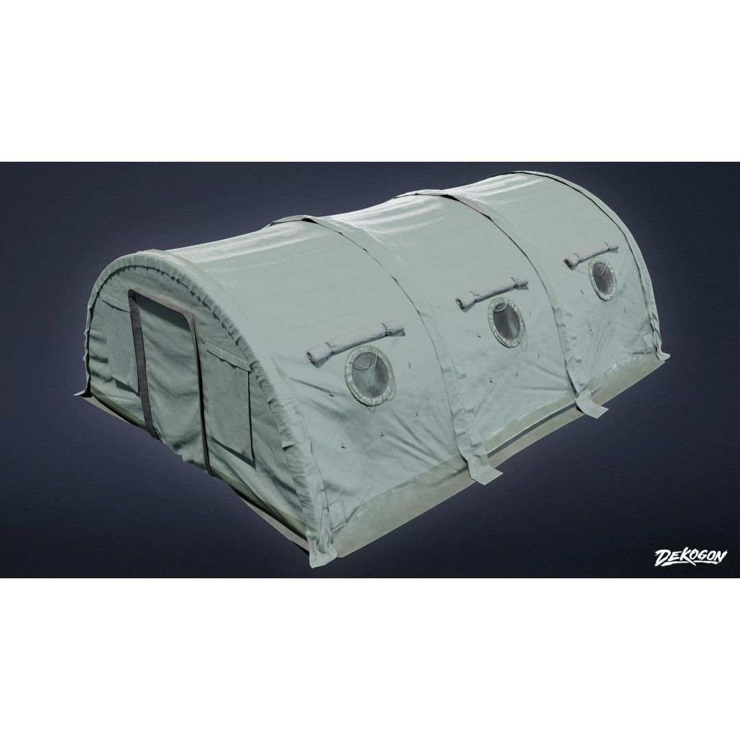 Military Tent 3D Model – Low Poly Game Asset, FBX, PBR Textures - View 2