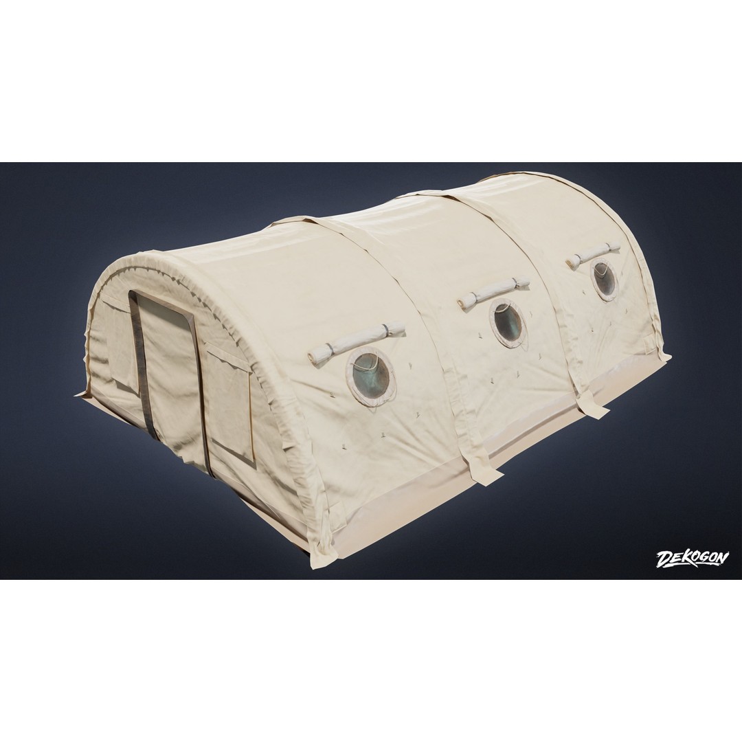 Military Tent 3D Model – Low Poly Game Asset, FBX, PBR Textures - View 3