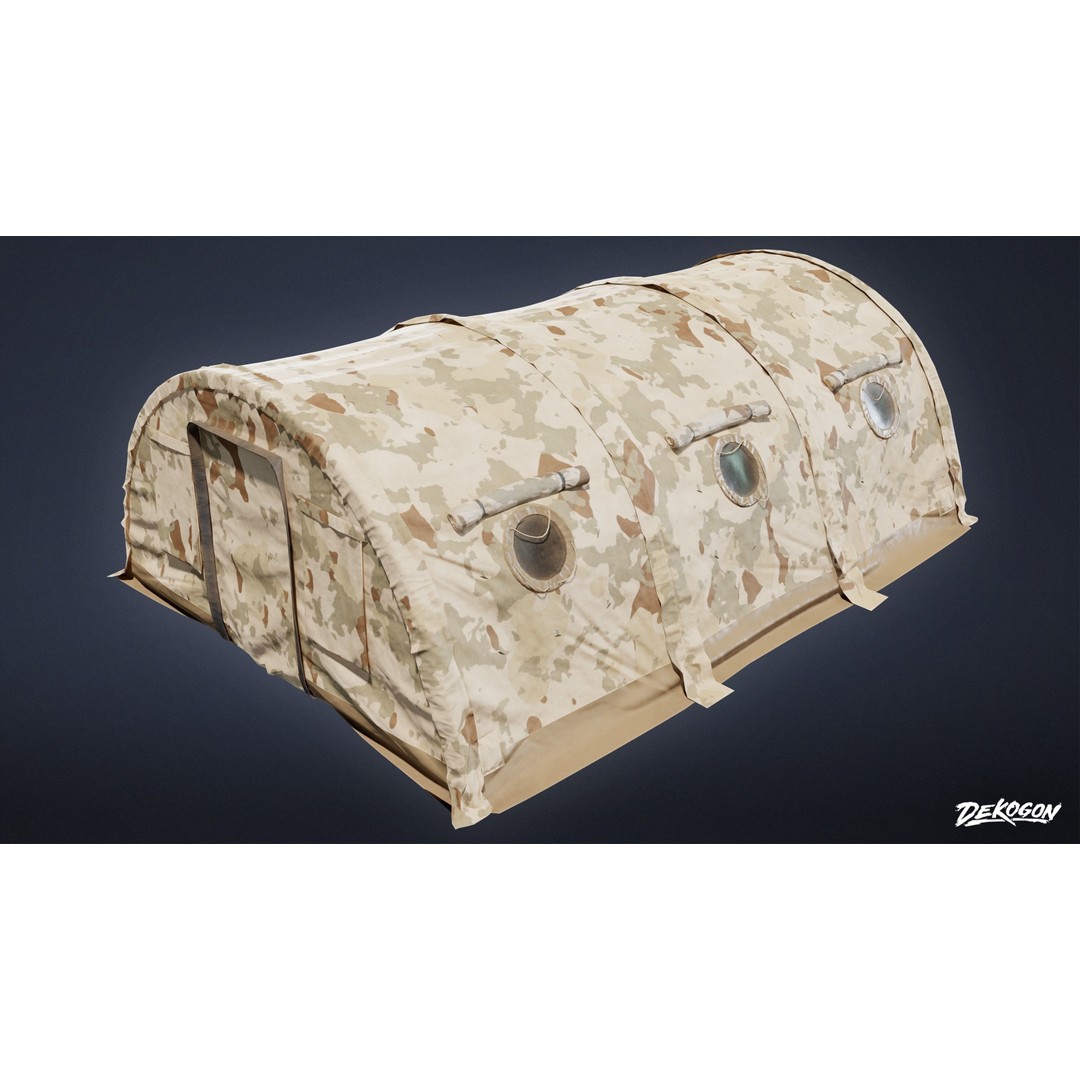 Military Tent 3D Model – Low Poly Game Asset, FBX, PBR Textures - View 5