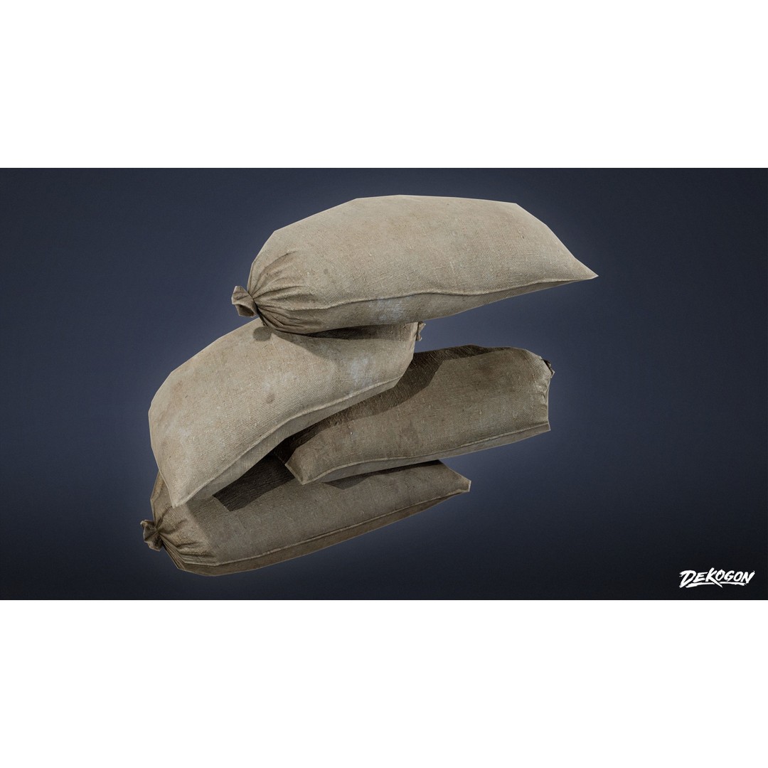 Sand Bag 3D Model – Low Poly Game Asset with PBR Textures, FBX - View 12