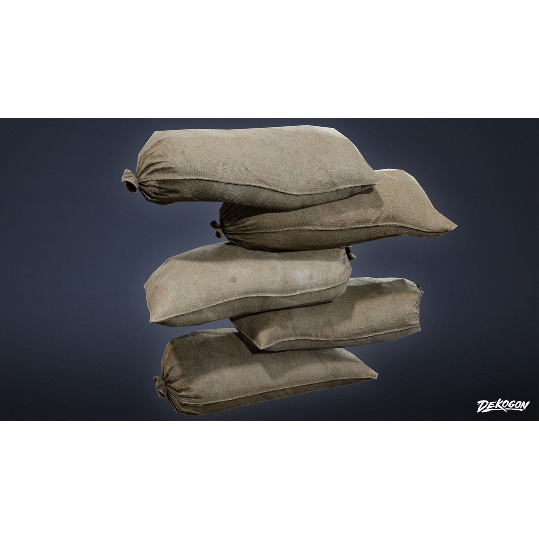 Sand Bag 3D Model – Low Poly Game Asset with PBR Textures, FBX - View 13