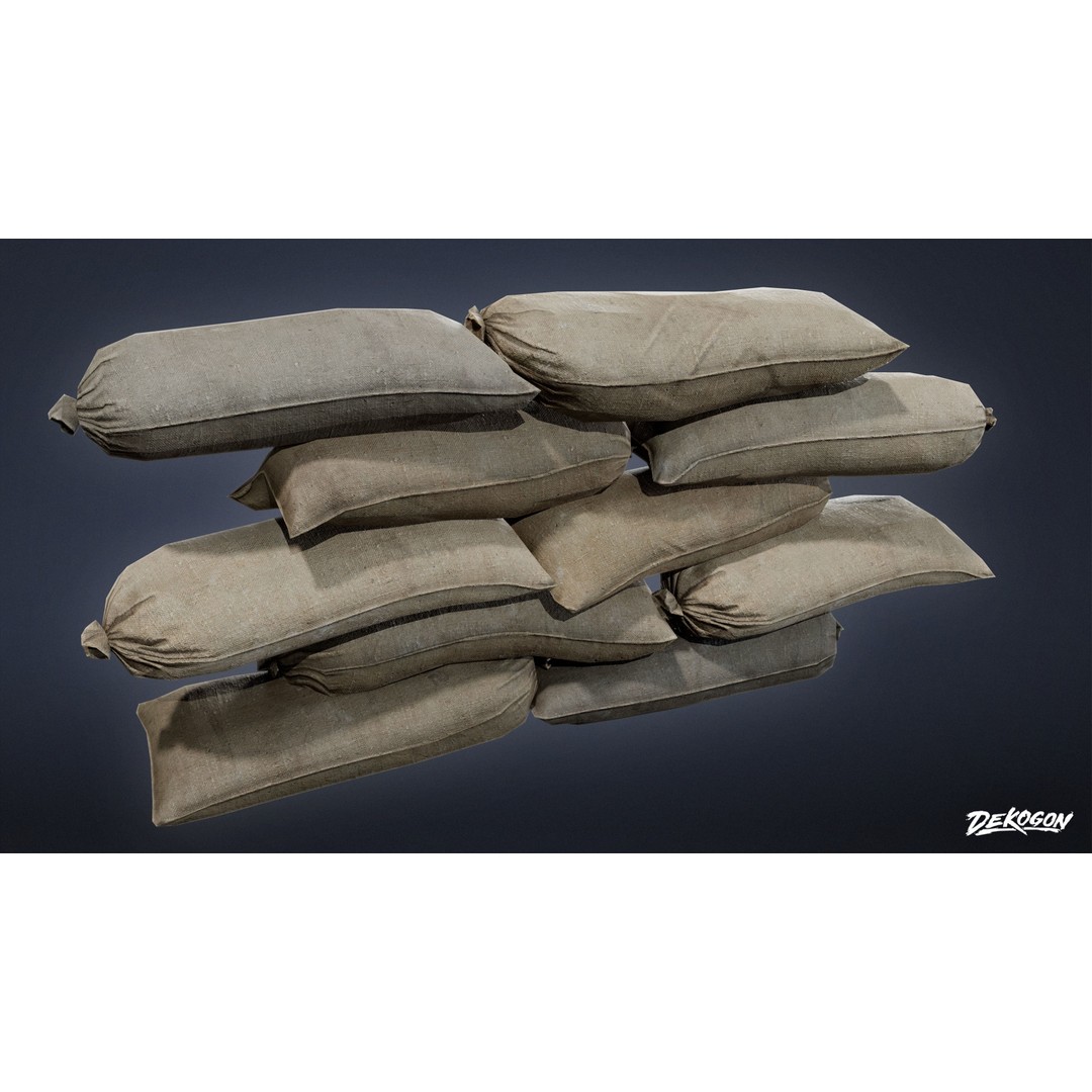 Sand Bag 3D Model – Low Poly Game Asset with PBR Textures, FBX - View 14