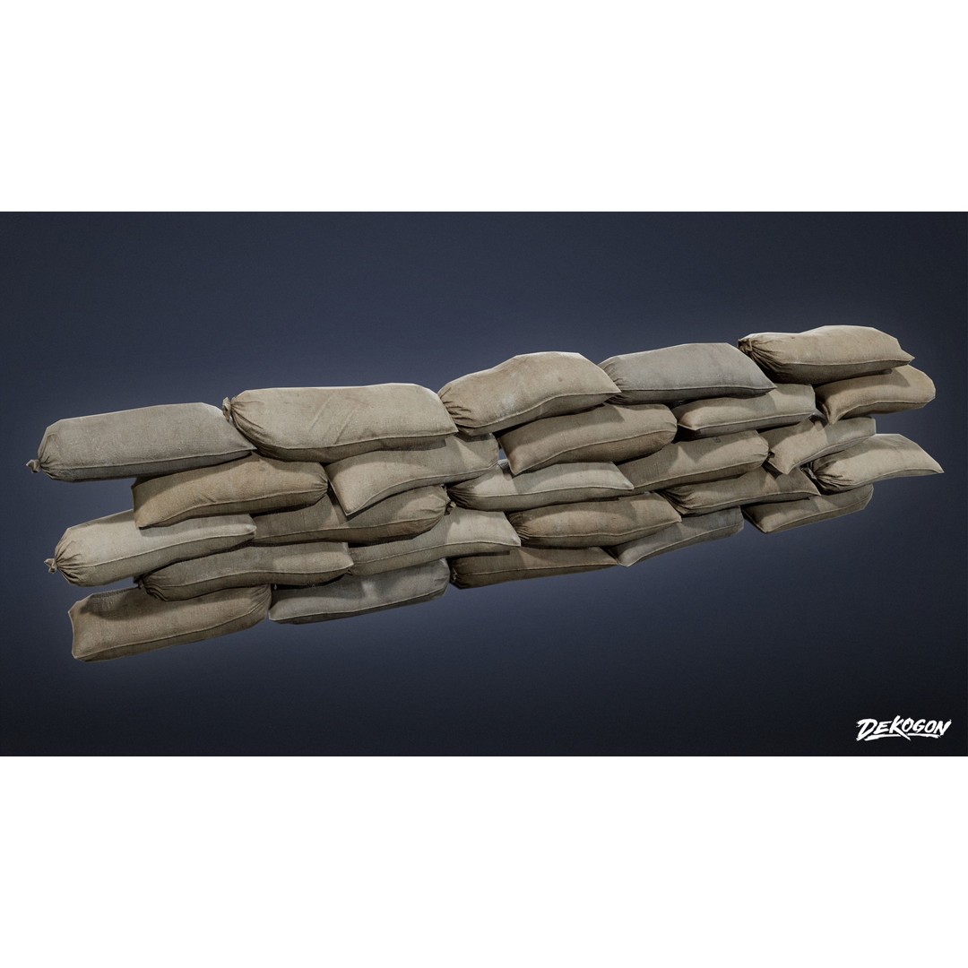 Sand Bag 3D Model – Low Poly Game Asset with PBR Textures, FBX - View 15