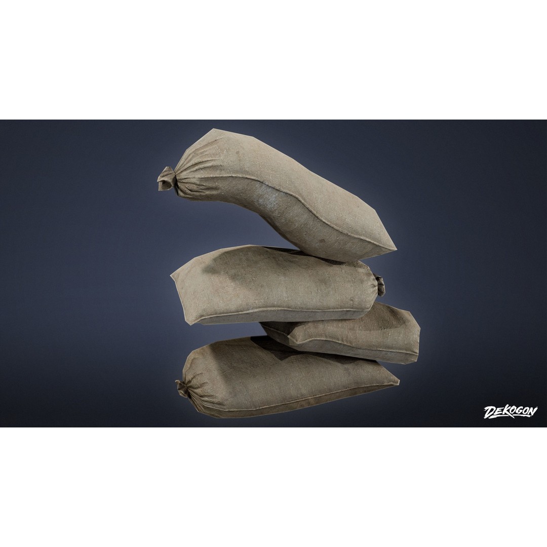 Sand Bag 3D Model – Low Poly Game Asset with PBR Textures, FBX - View 16