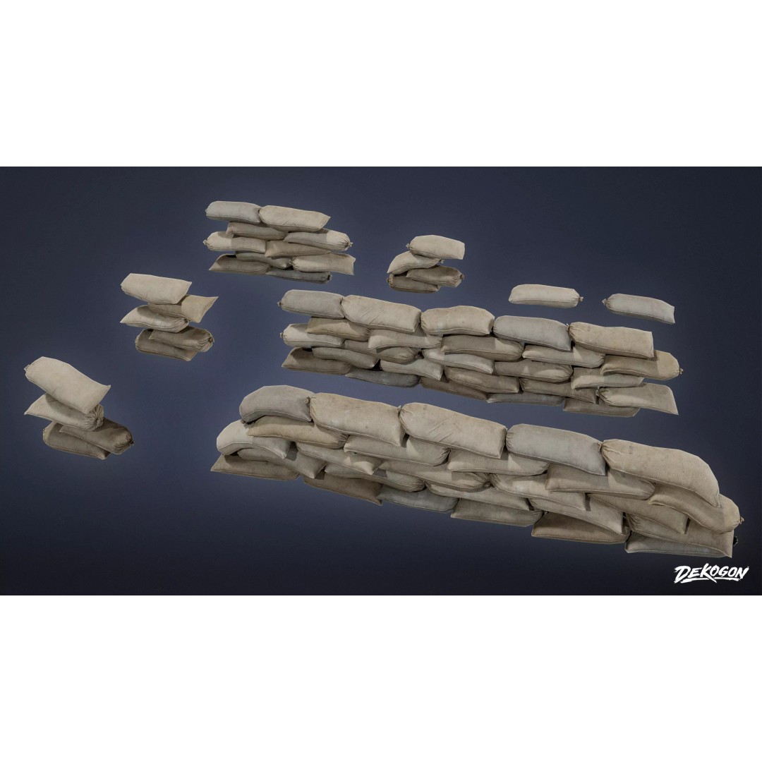 Sand Bag 3D Model – Low Poly Game Asset with PBR Textures, FBX - View 2