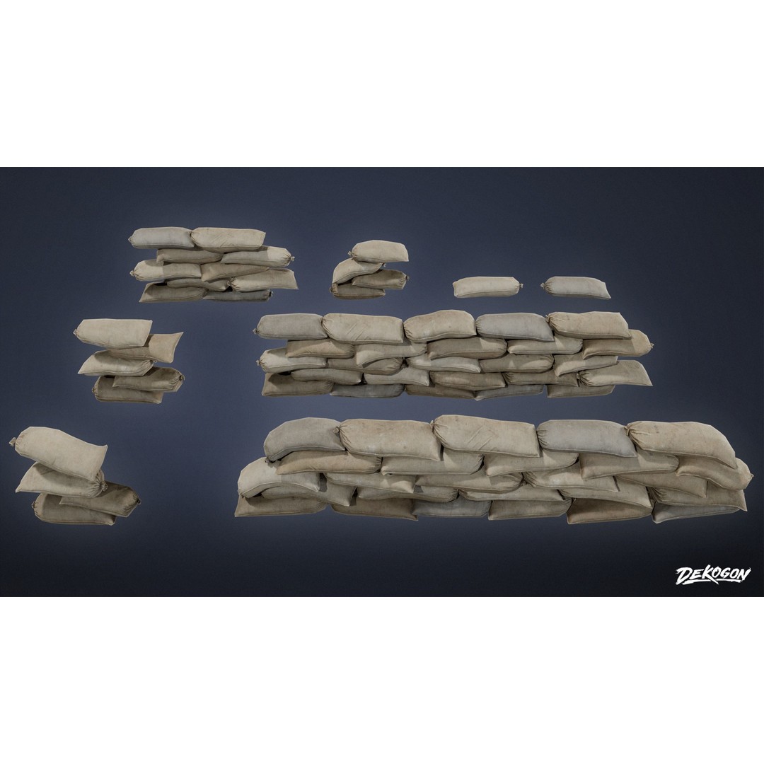 Sand Bag 3D Model – Low Poly Game Asset with PBR Textures, FBX - View 4