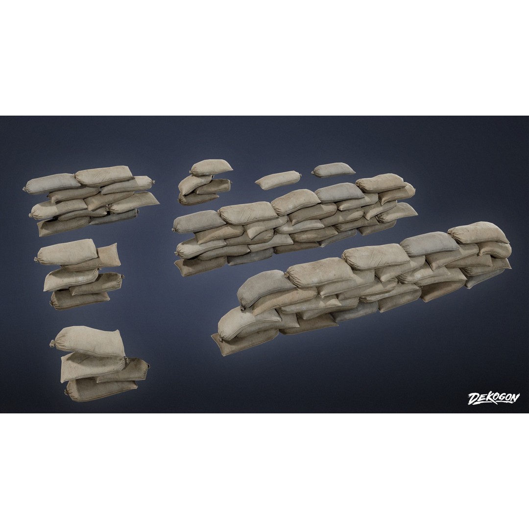 Sand Bag 3D Model – Low Poly Game Asset with PBR Textures, FBX - View 5