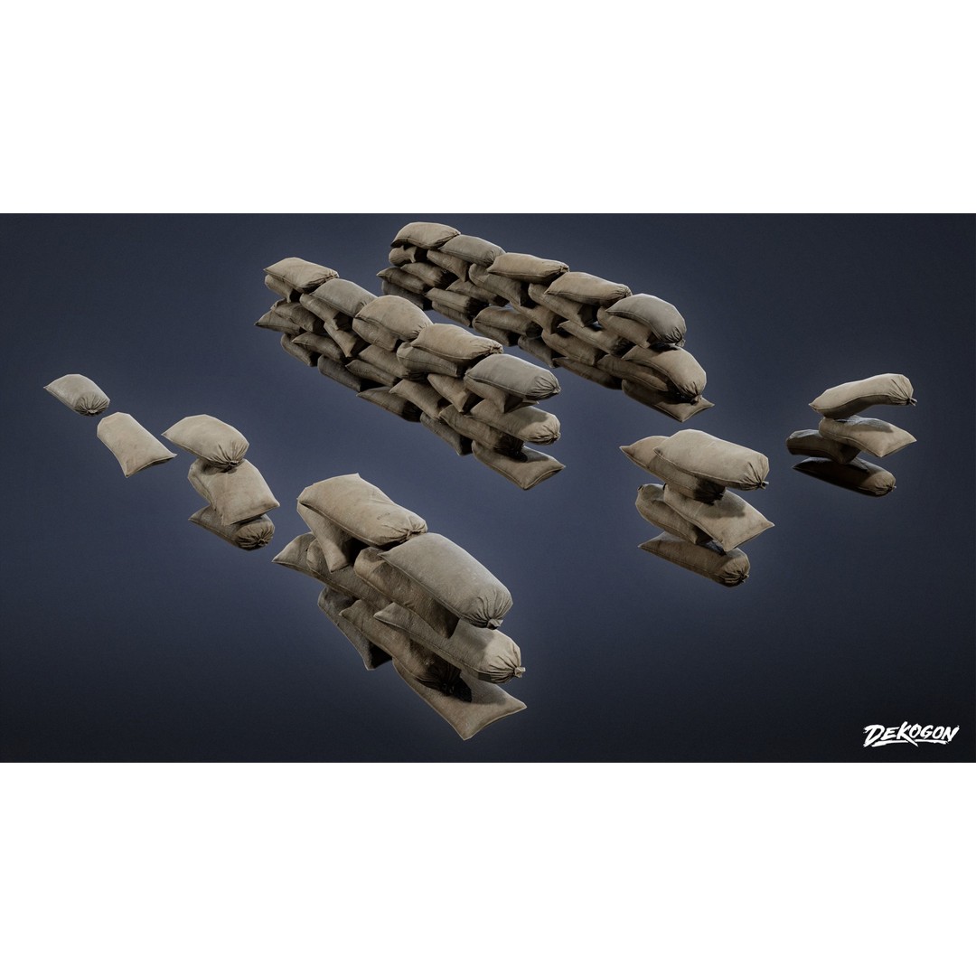 Sand Bag 3D Model – Low Poly Game Asset with PBR Textures, FBX - View 6
