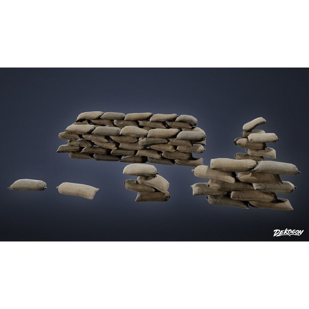 Sand Bag 3D Model – Low Poly Game Asset with PBR Textures, FBX - View 7