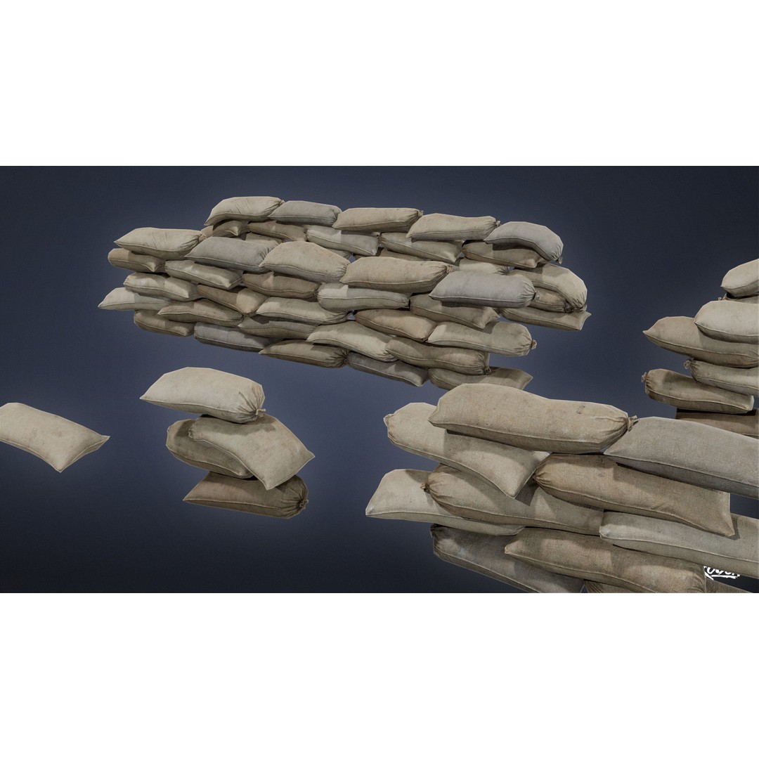 Sand Bag 3D Model – Low Poly Game Asset with PBR Textures, FBX - View 9