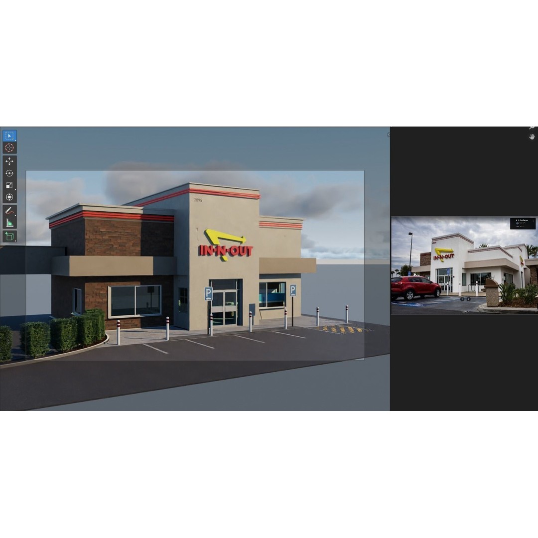 IN-N-OUT Restaurant 3D Model – High Detail Low Poly Exterior, Blender, FBX