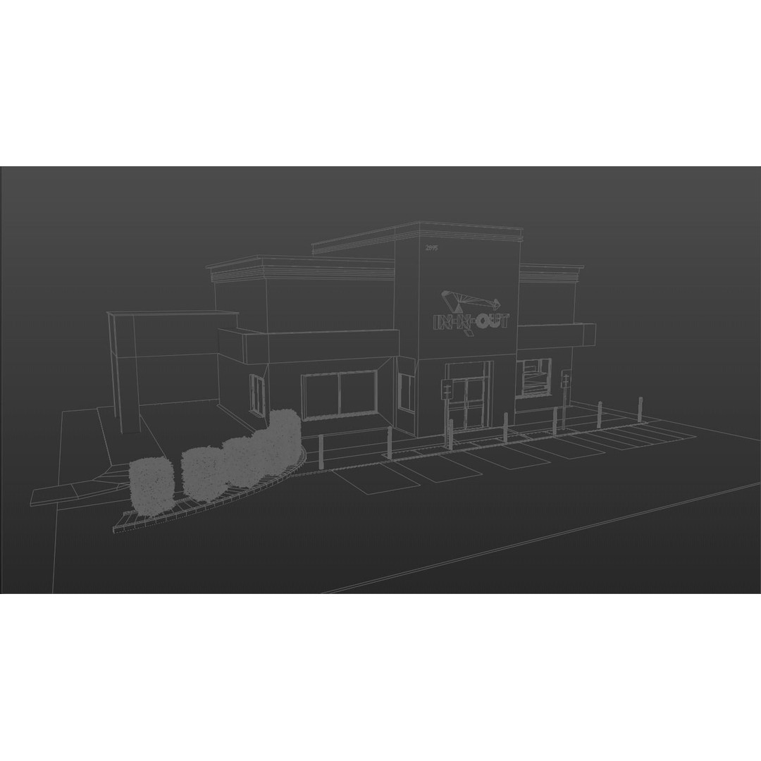 IN-N-OUT Restaurant 3D Model – High Detail Low Poly Exterior, Blender, FBX - View 10