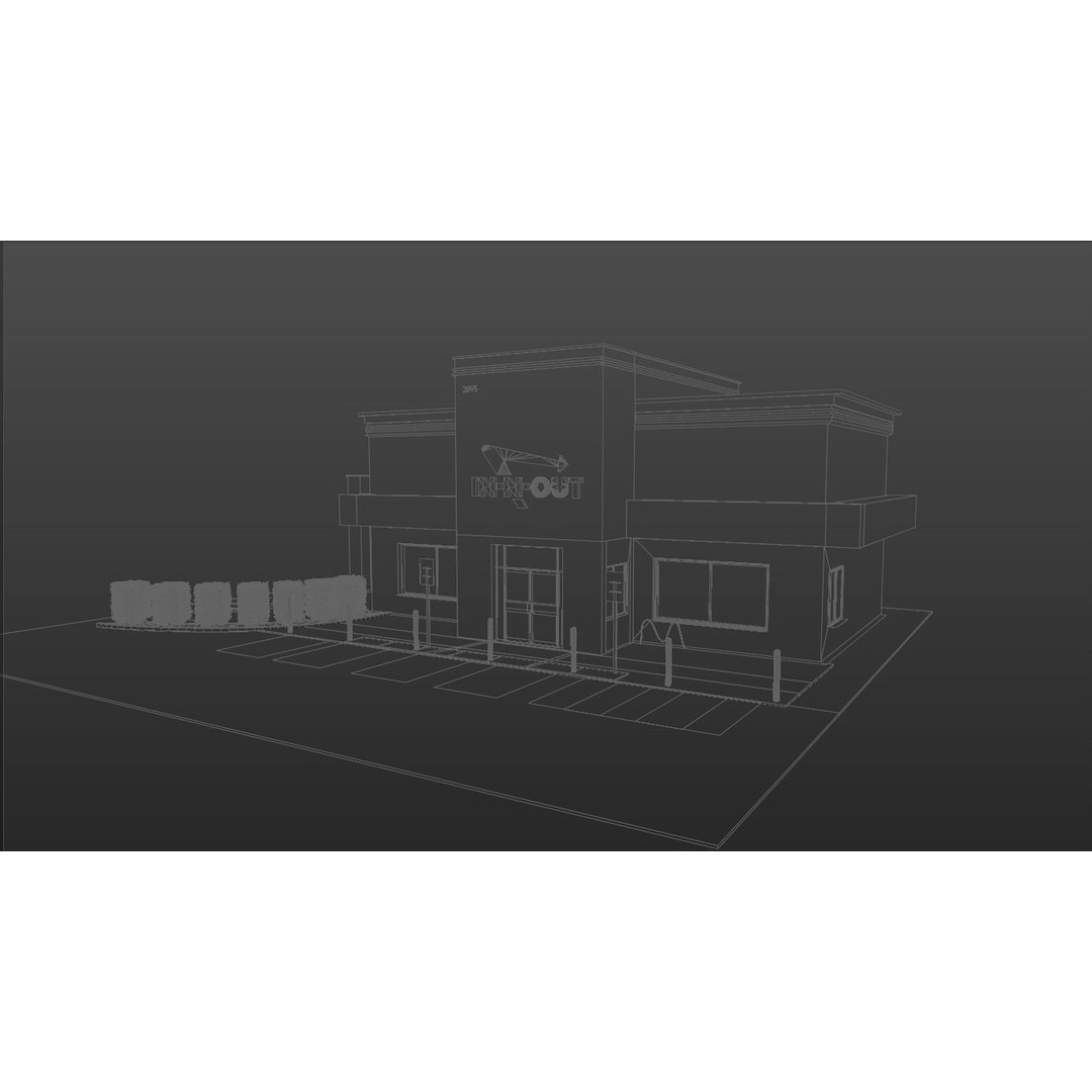 IN-N-OUT Restaurant 3D Model – High Detail Low Poly Exterior, Blender, FBX - View 11