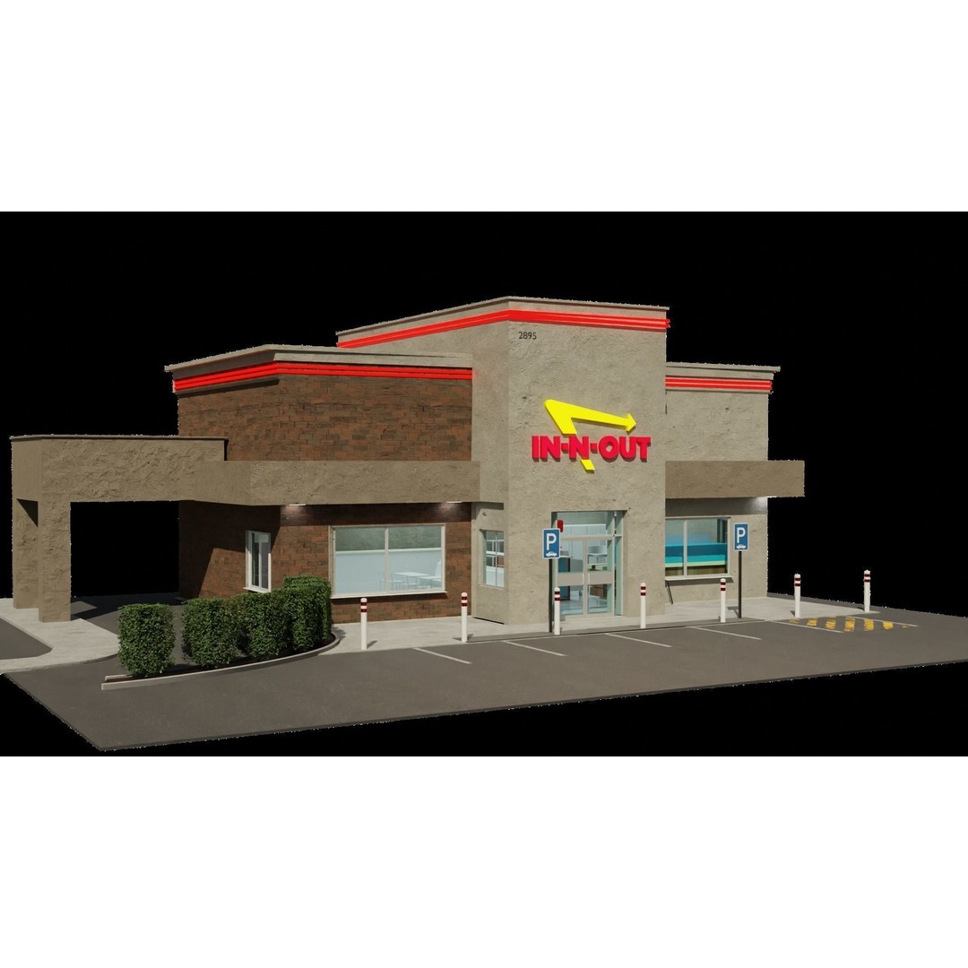 IN-N-OUT Restaurant 3D Model – High Detail Low Poly Exterior, Blender, FBX - View 5
