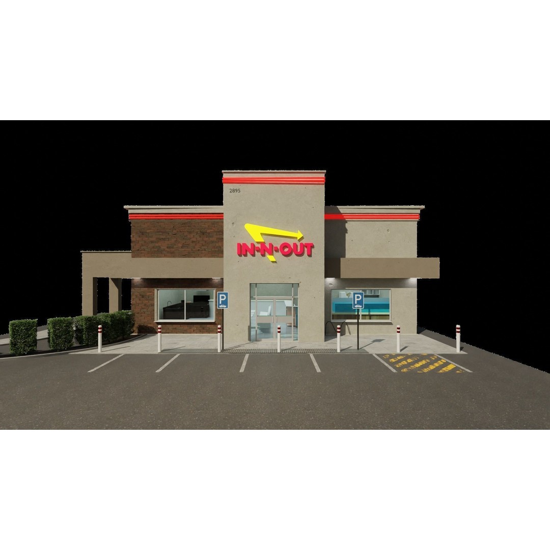 IN-N-OUT Restaurant 3D Model – High Detail Low Poly Exterior, Blender, FBX - View 6