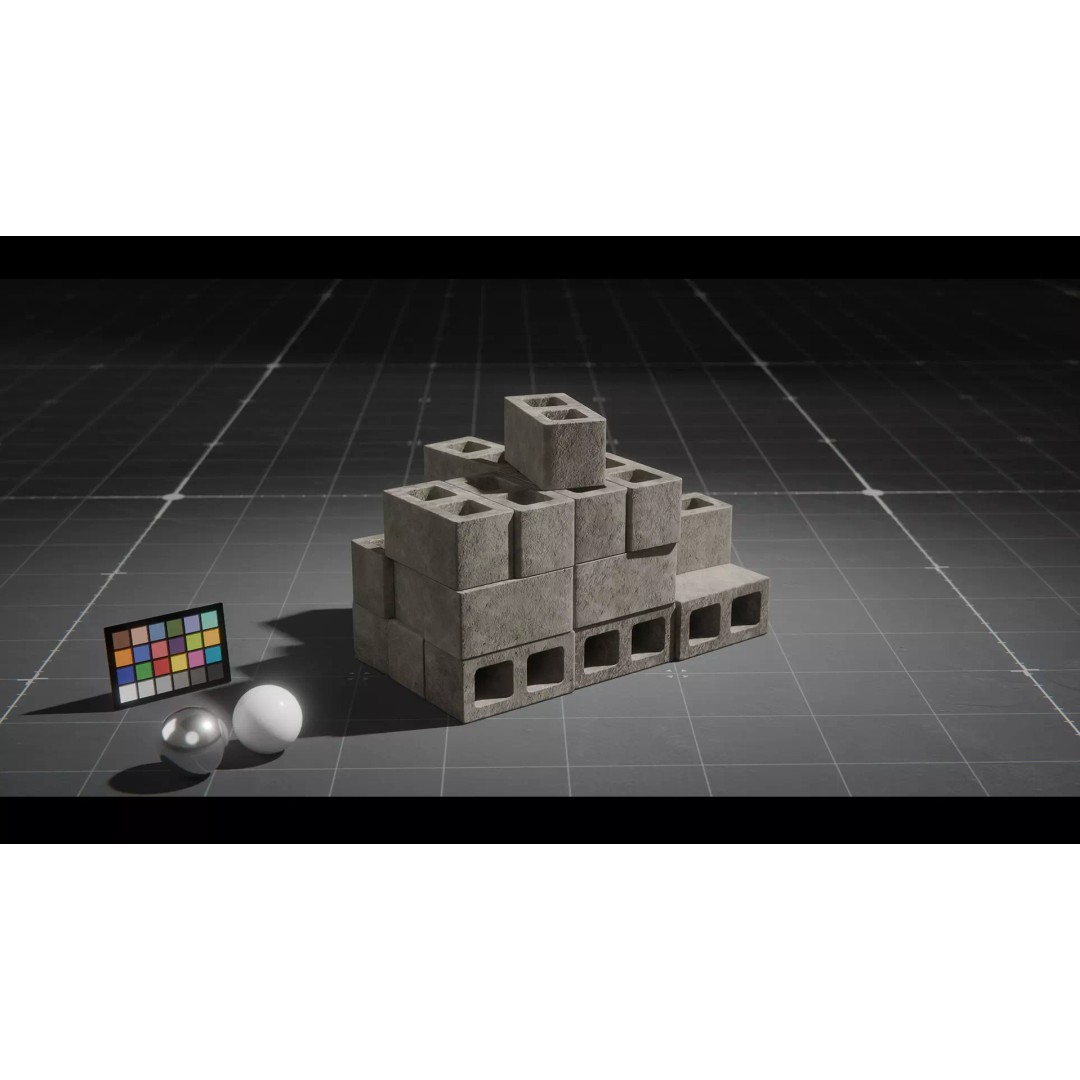 Concrete Blocks 3D Model – Low Poly Stacked Formations, FBX - View 11