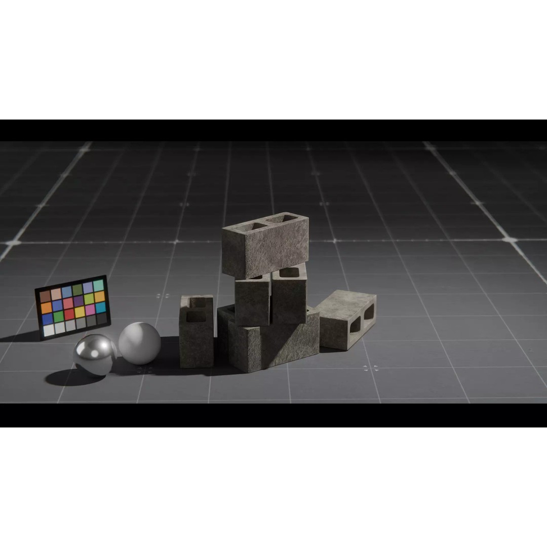 Concrete Blocks 3D Model – Low Poly Stacked Formations, FBX - View 12