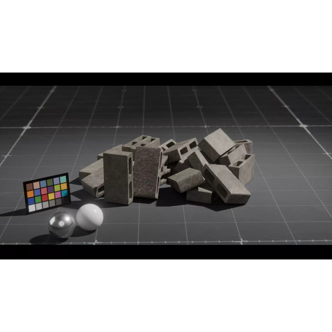 Concrete Blocks 3D Model – Low Poly Stacked Formations, FBX - View 13