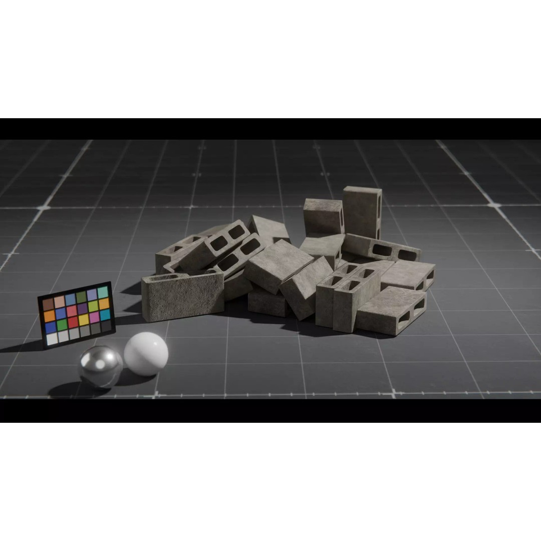 Concrete Blocks 3D Model – Low Poly Stacked Formations, FBX - View 14