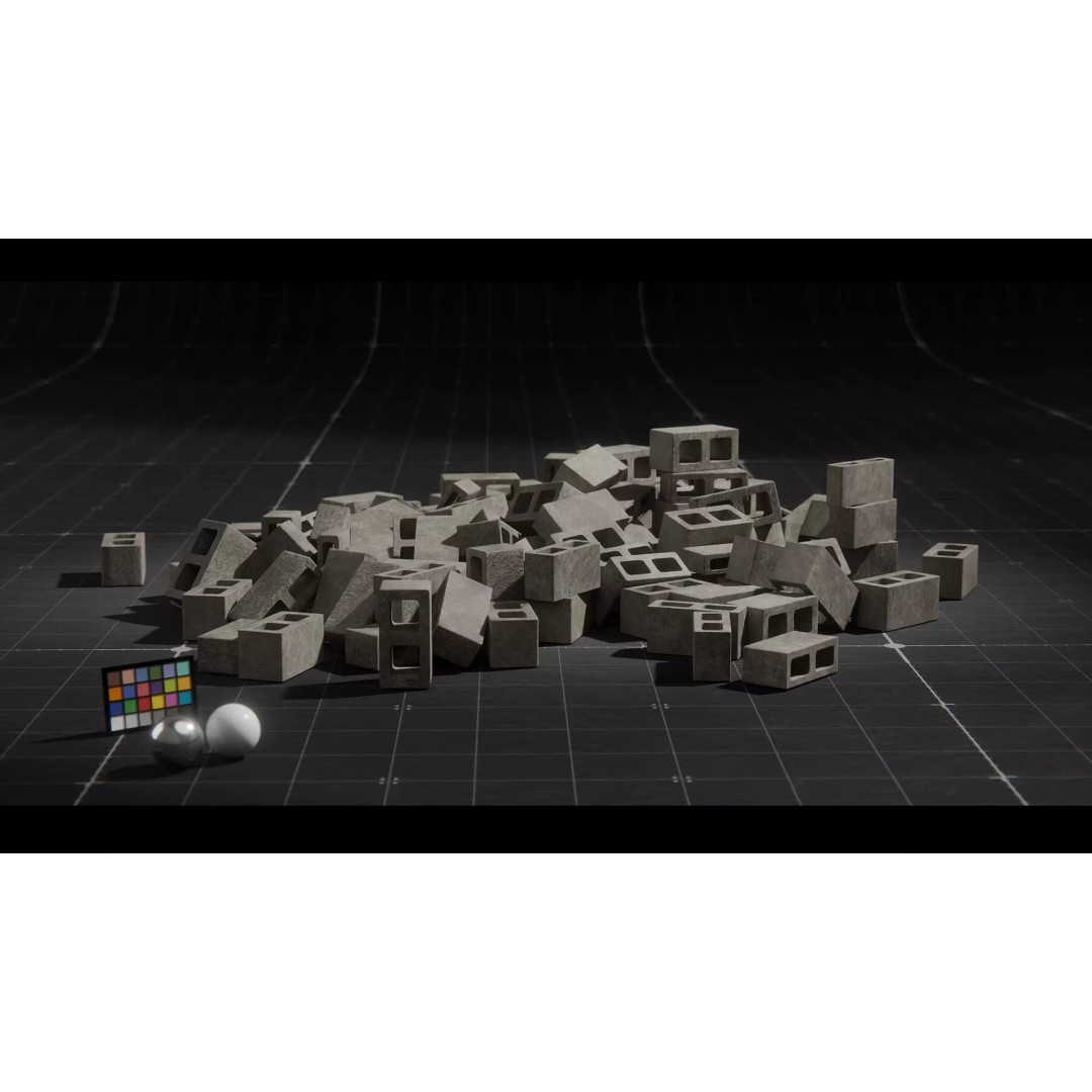 Concrete Blocks 3D Model – Low Poly Stacked Formations, FBX - View 16