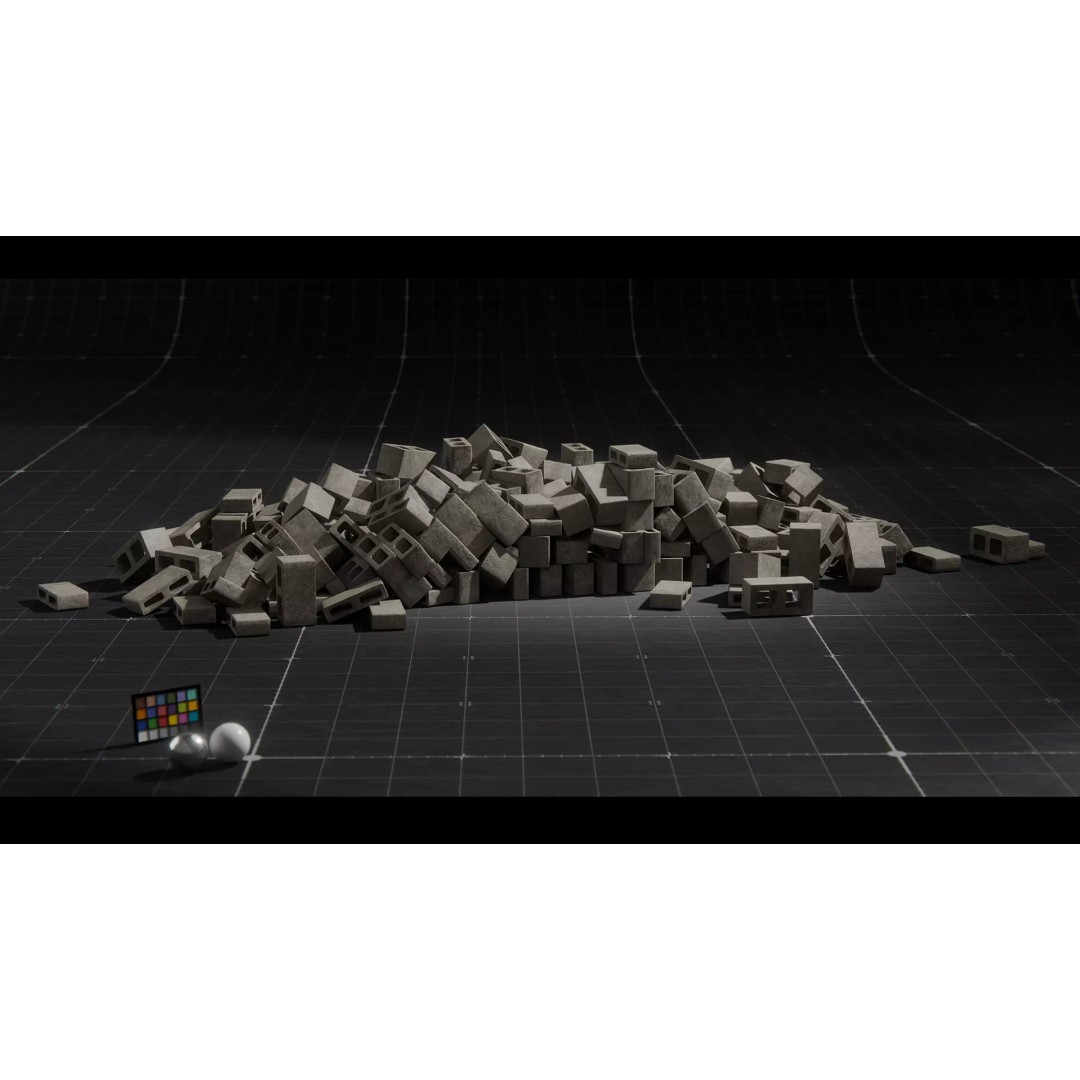 Concrete Blocks 3D Model – Low Poly Stacked Formations, FBX - View 17