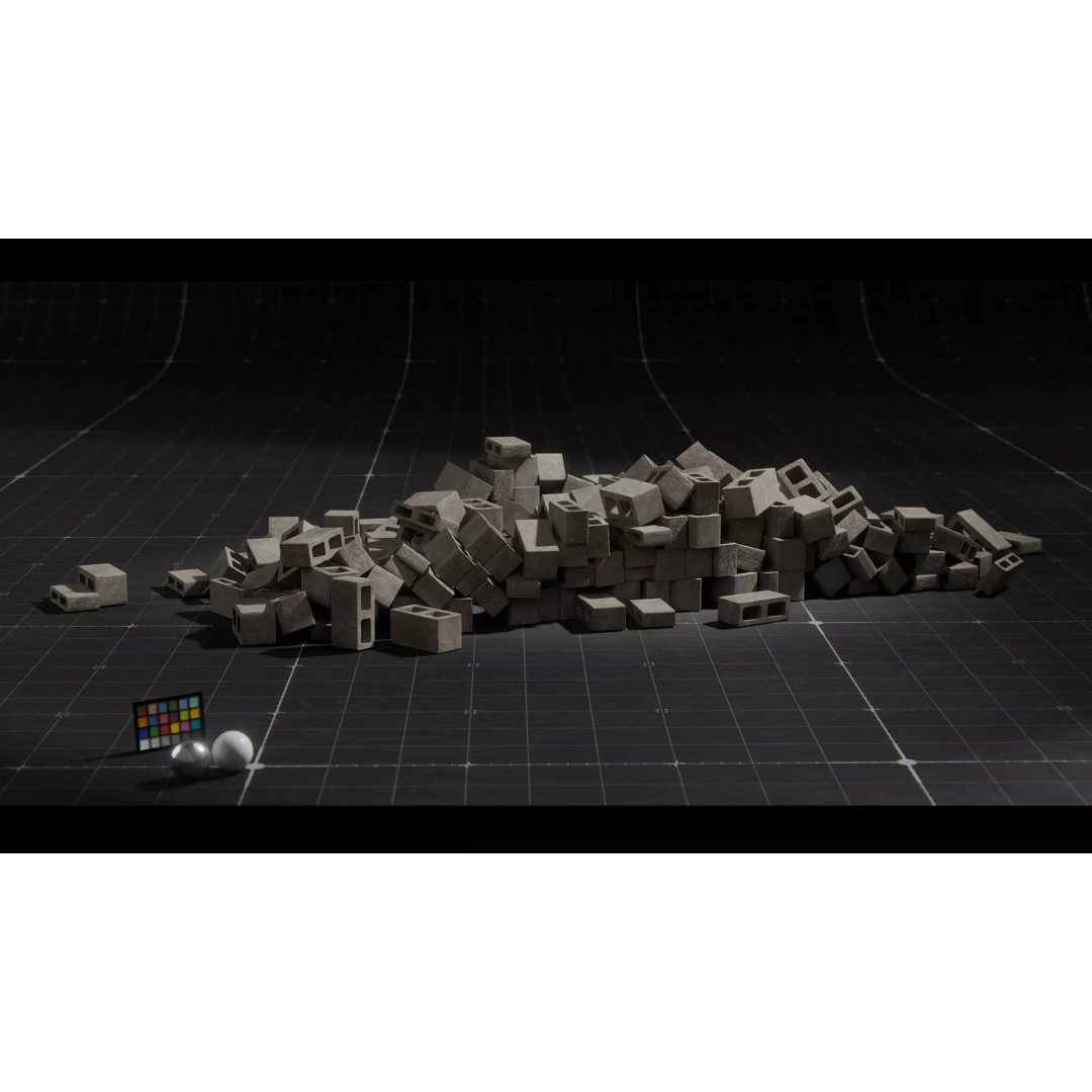 Concrete Blocks 3D Model – Low Poly Stacked Formations, FBX - View 18