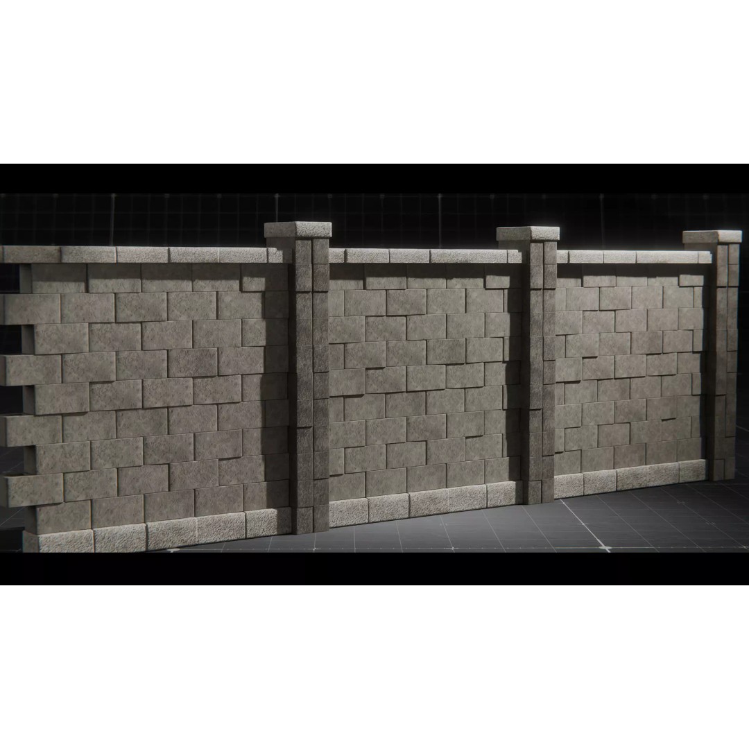Concrete Blocks 3D Model – Low Poly Stacked Formations, FBX - View 21