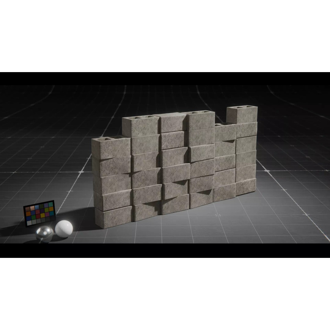 Concrete Blocks 3D Model – Low Poly Stacked Formations, FBX - View 7