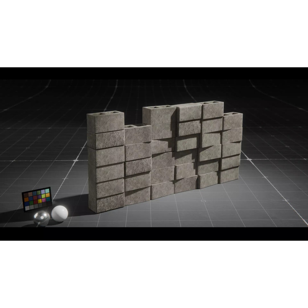 Concrete Blocks 3D Model – Low Poly Stacked Formations, FBX - View 8
