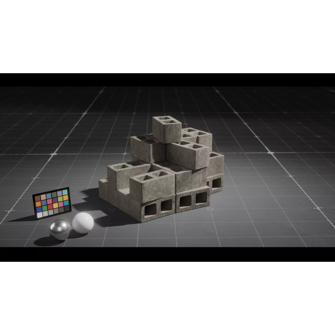 Concrete Blocks 3D Model – Low Poly Stacked Formations, FBX - View 9