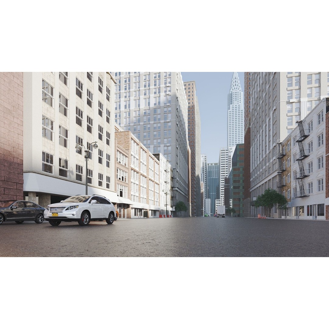 New York City Street Scene 3D Model – Realistic Props for Blender, FBX, OBJ - View 4
