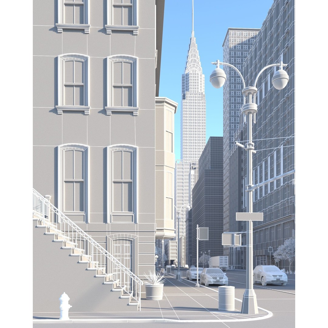 New York City Street Scene 3D Model – Realistic Props for Blender, FBX, OBJ - View 5