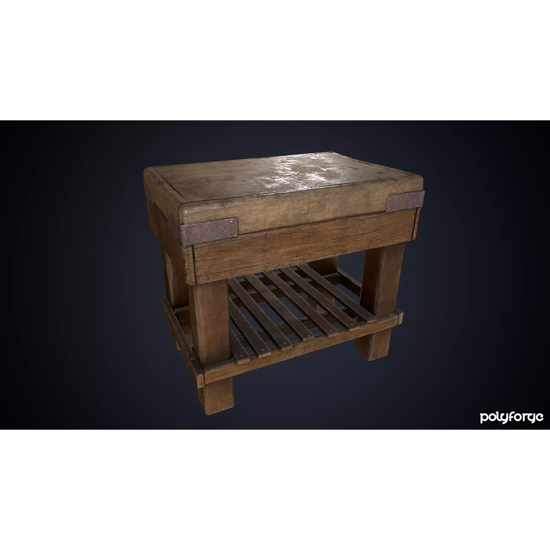 Old Butchers Block - Low-Poly Game-Ready 3D Model - View 2