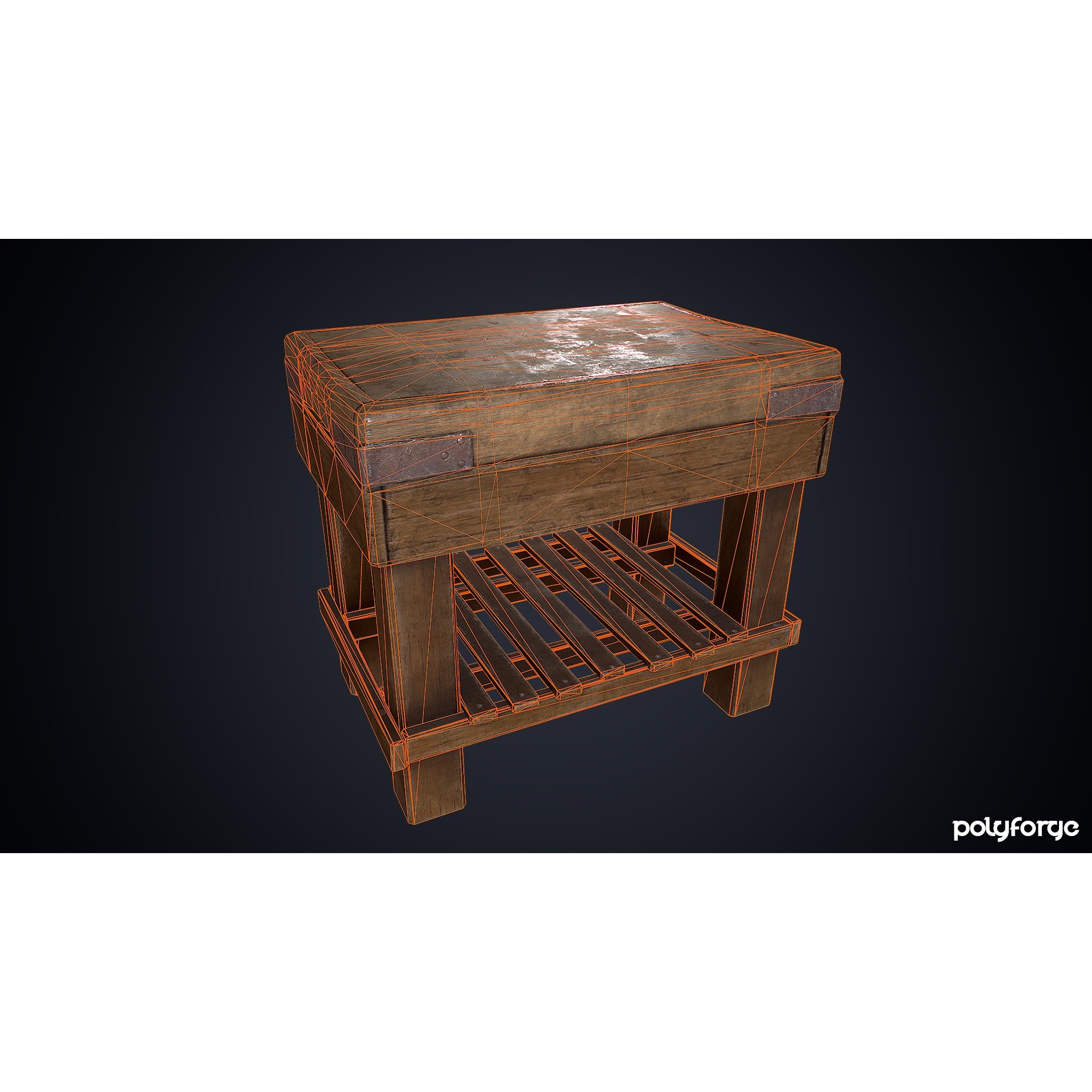 Old Butchers Block - Low-Poly Game-Ready 3D Model - View 3