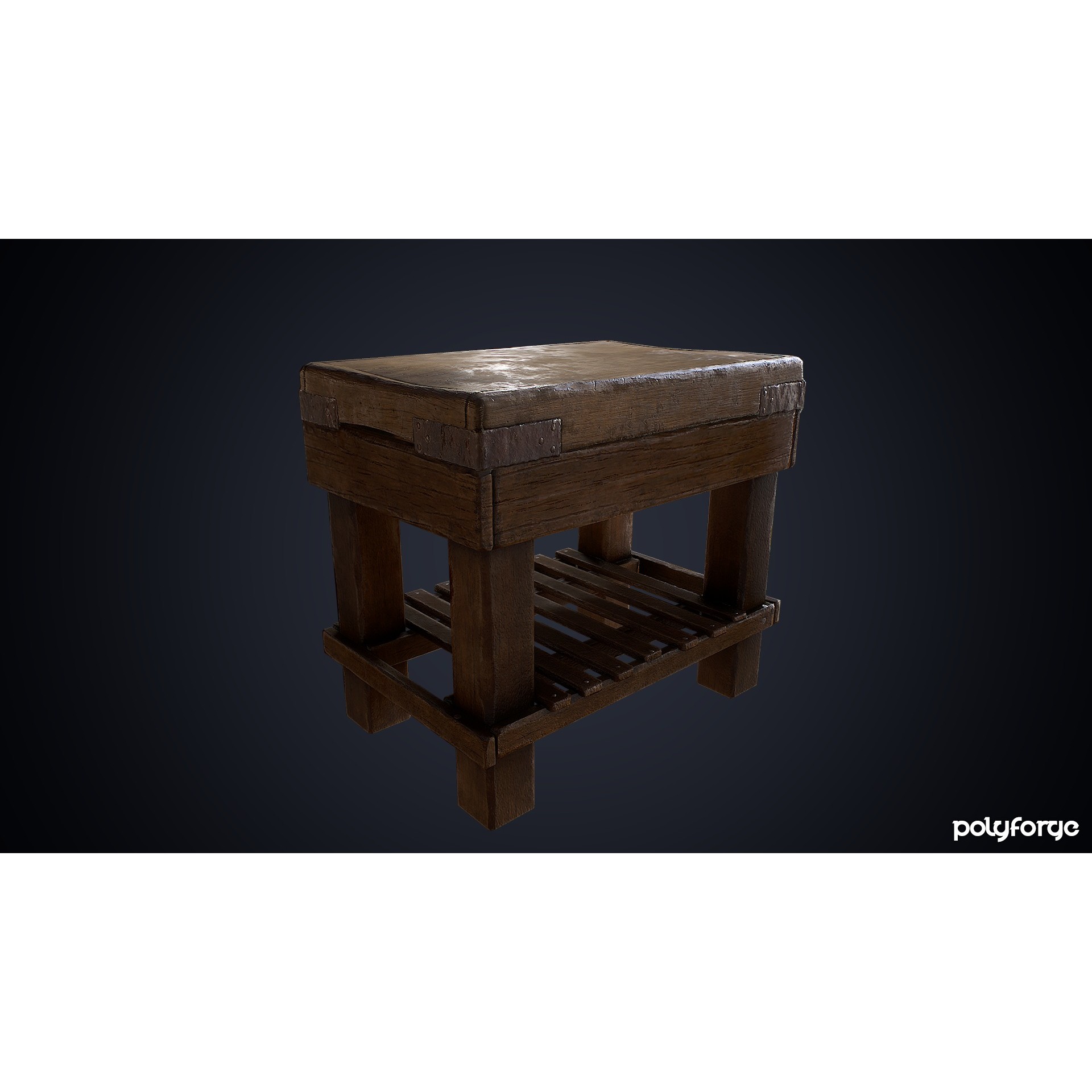 Old Butchers Block - Low-Poly Game-Ready 3D Model - View 4