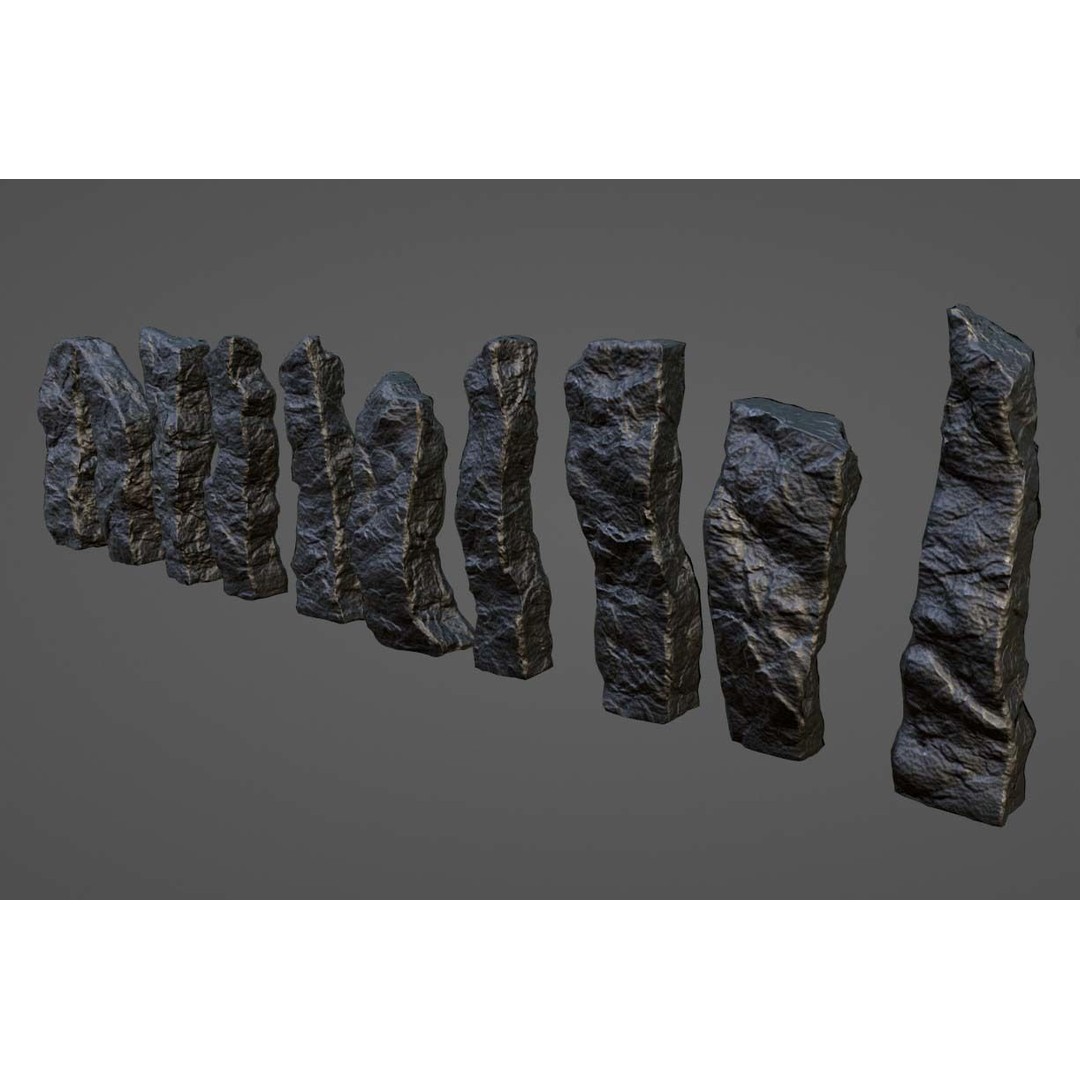 Standing Stones 3D Model – Low Poly Game-Ready Monoliths, FBX, OBJ - View 14